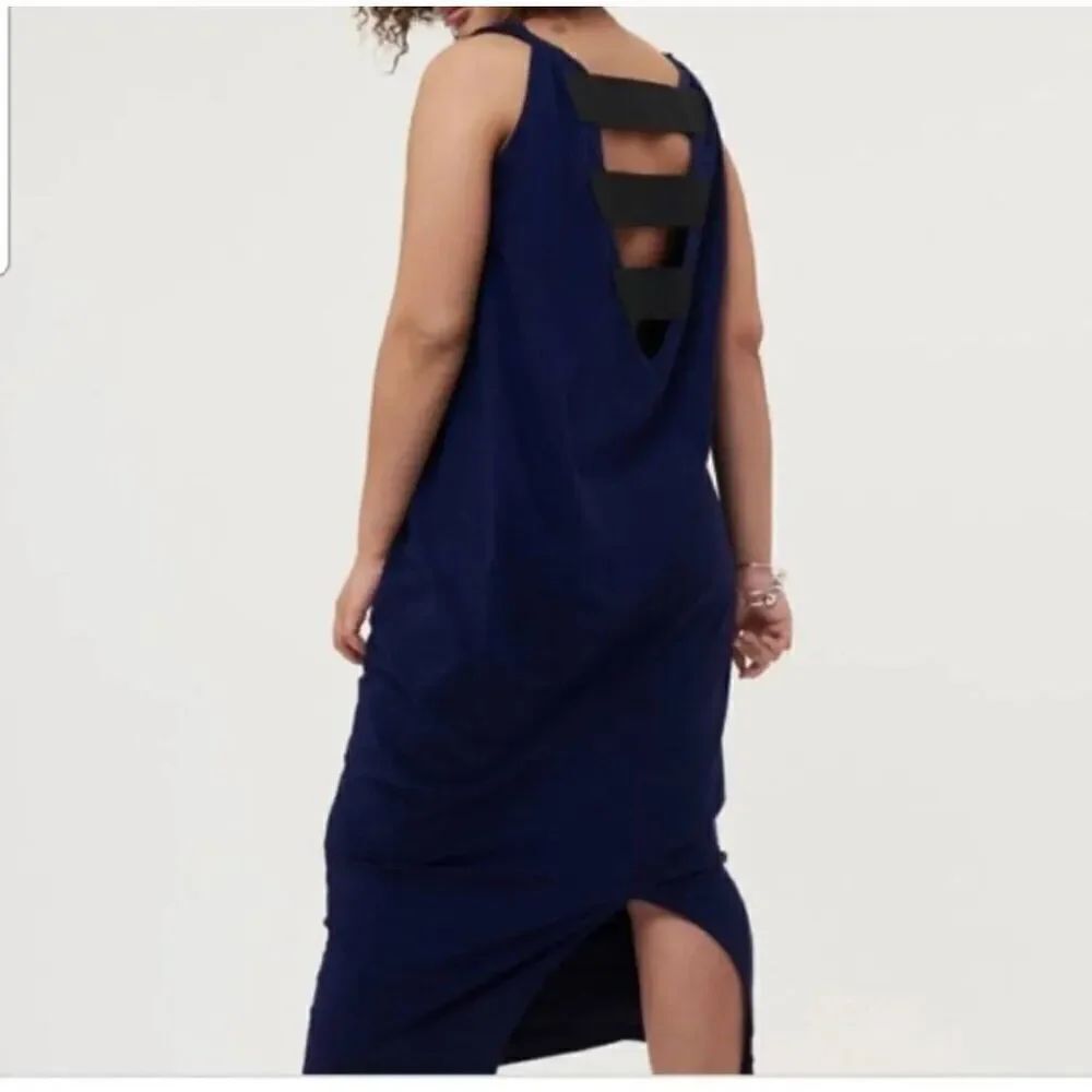 Universal Standard Navy Blue Dress Sleeveless with Black Straps XS (US 10-12)